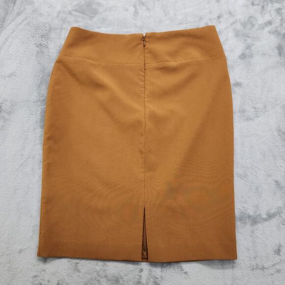 Alfani Skirt Size 4 Brown Pencil Straight Cut Stretch Back Slit Office Career - Picture 2 of 7